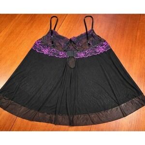Plus 3X-4X Babydoll Nighty Black Dark Romantic Sexy Feminine Whimsigoth Goth